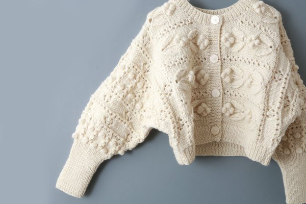 画像5: ネパールギルボックス もよう編みショートカーディガン (IV)