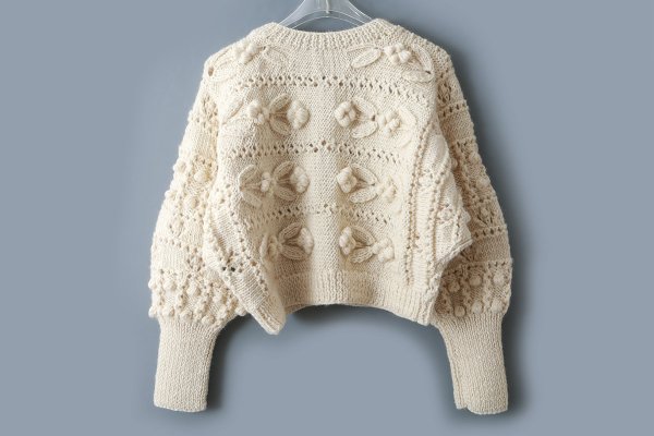 画像2: ネパールギルボックス もよう編みショートカーディガン (IV)