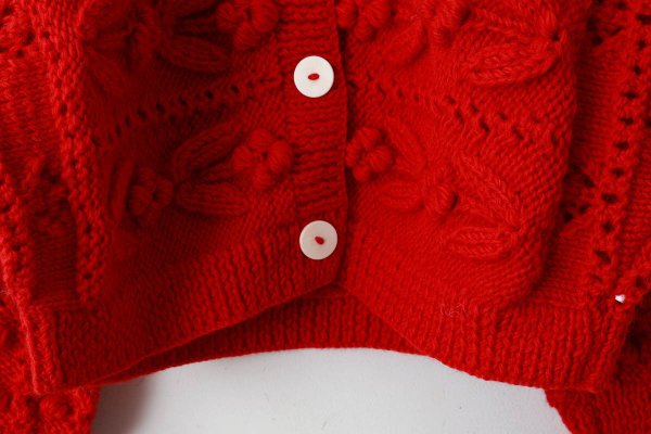 画像6: ネパールギルボックス もよう編みショートカーディガン (RD)