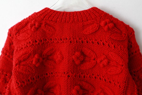 画像7: ネパールギルボックス もよう編みショートカーディガン (RD)