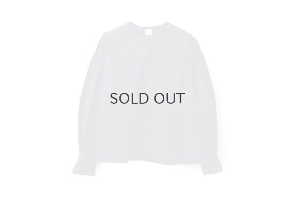 画像1: 50コーマブロード スクエア襟ギャザーブラウス (NV)