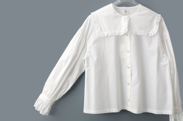 画像6: 50コーマブロード スクエア襟ギャザーブラウス (WH)