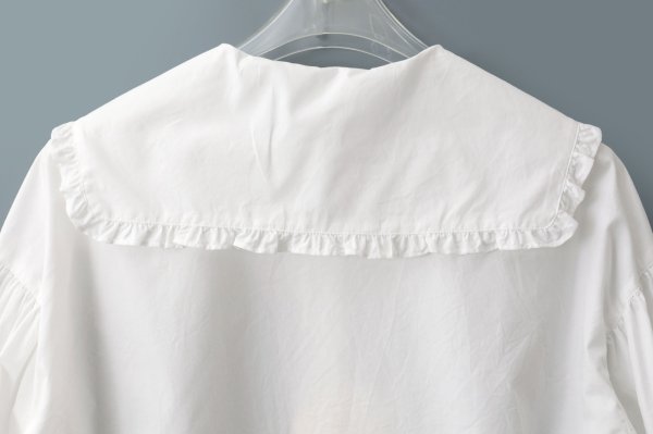 画像8: 50コーマブロード スクエア襟ギャザーブラウス (WH)