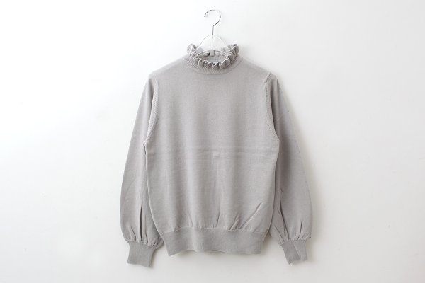 画像1: shop別注!! 32/2強撚綿フリル衿長袖プルオーバー (GY)