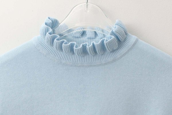 画像3: shop別注!! 32/2強撚綿フリル衿長袖プルオーバー (BL)