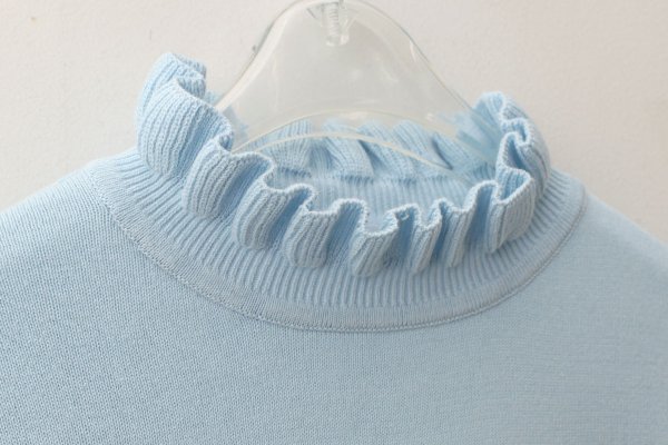 画像4: shop別注!! 32/2強撚綿フリル衿長袖プルオーバー (BL)