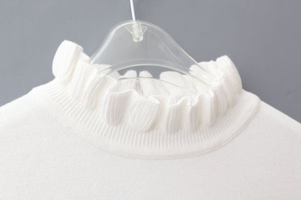 画像4: shop別注!! 32/2強撚綿フリル衿長袖プルオーバー (WH)