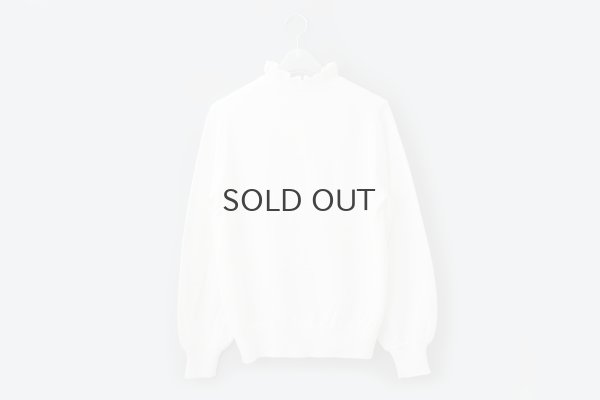 画像2: shop別注!! 32/2強撚綿フリル衿長袖プルオーバー (WH)