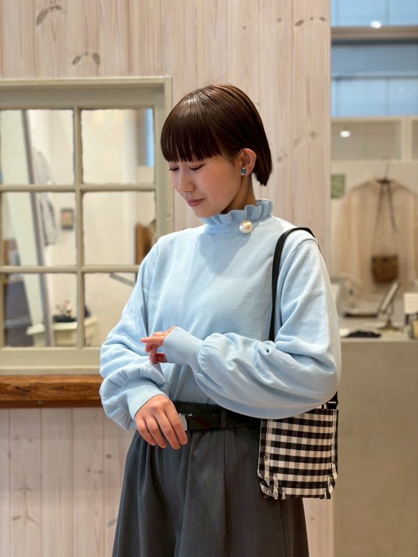 画像10: shop別注!! 32/2強撚綿フリル衿長袖プルオーバー (GY)