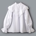 別注!! スタンドカラーレースブラウス (WH)