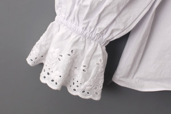 画像7: 別注!! スタンドカラーレースブラウス (WH)