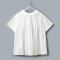 80 / タイプライター ナチュラルトリプルワッシャー 丸襟 半袖ブラウス (WH)