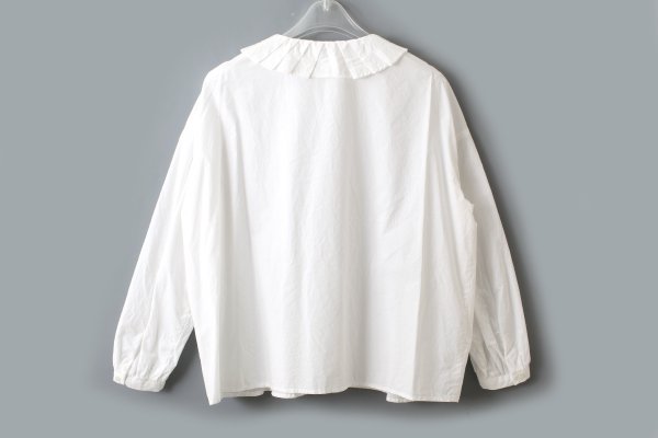 画像2: 80sタイプライター プリーツ衿のブラウス (WH)