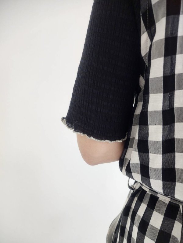 画像19: SALE20%OFF!!  オーガニックブルーゼ メロー配色半袖プルオーバー (BK)