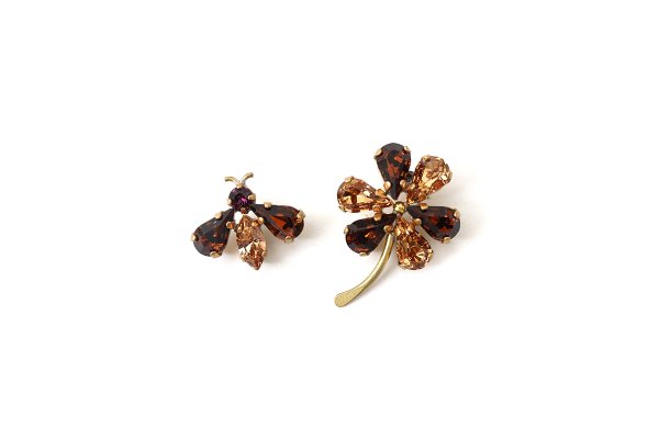 画像1: Bee&Clover Pierced/Earrings (OR×BR)