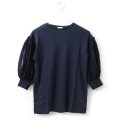 COTTON FREICE T-SHIRT w/MESH SLEEVES (KNT253A:NV)