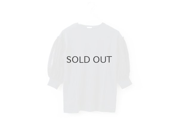 画像1: COTTON FREICE T-SHIRT w/MESH SLEEVES (KNT253A:NV)