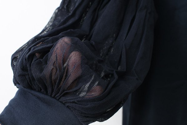 画像6: COTTON FREICE T-SHIRT w/MESH SLEEVES (KNT253A:NV)