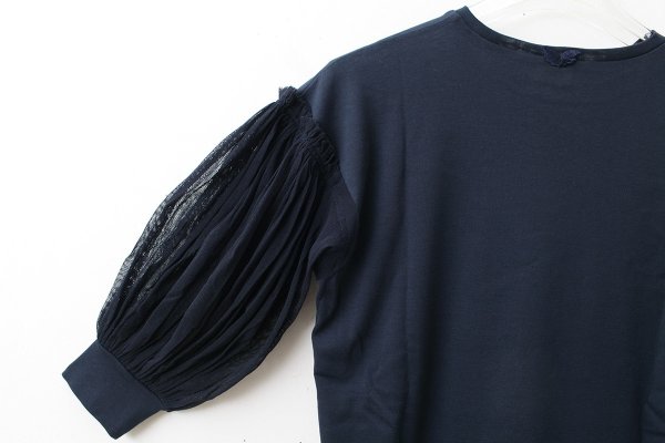 画像8: COTTON FREICE T-SHIRT w/MESH SLEEVES (KNT253A:NV)