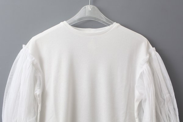 画像3: COTTON FREICE T-SHIRT w/MESH SLEEVES (KNT253A:WH)