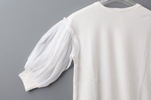 画像4: COTTON FREICE T-SHIRT w/MESH SLEEVES (KNT253A:WH)