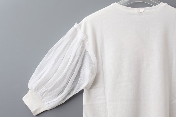 画像9: COTTON FREICE T-SHIRT w/MESH SLEEVES (KNT253A:WH)
