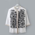 MESH WHITE CARDIGAN WITH FLOCK (MT105L-F63:WH×BK)