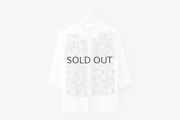 画像1: MESH WHITE CARDIGAN WITH FLOCK (MT105L-F63:WH×BK)