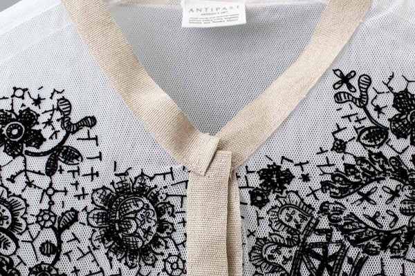 画像5: MESH WHITE CARDIGAN WITH FLOCK (MT105L-F63:WH×BK)