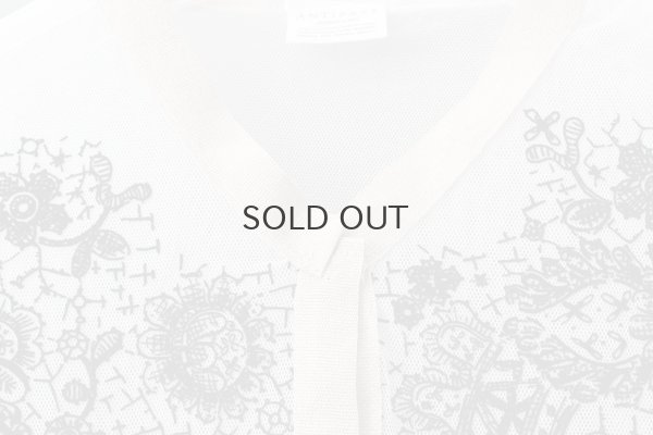 画像5: MESH WHITE CARDIGAN WITH FLOCK (MT105L-F63:WH×BK)