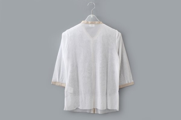 画像2: MESH WHITE CARDIGAN WITH FLOCK (MT105L-F63:WH×BK)