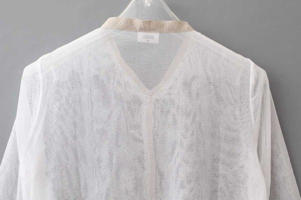画像11: MESH WHITE CARDIGAN WITH FLOCK (MT105L-F63:WH×BK)