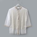 MESH WHITE CARDIGAN WITH FLOCK (MT105L-F63:WH×IV)