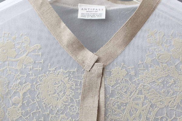 画像5: MESH WHITE CARDIGAN WITH FLOCK (MT105L-F63:WH×IV)
