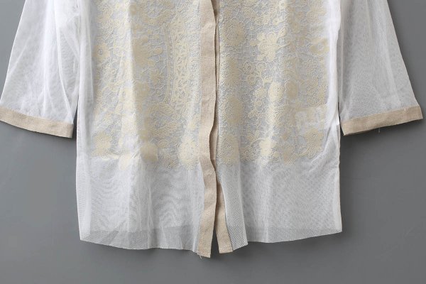 画像10: MESH WHITE CARDIGAN WITH FLOCK (MT105L-F63:WH×IV)