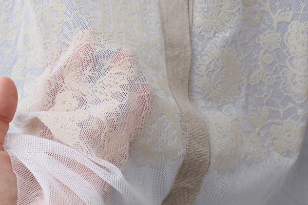 画像8: MESH WHITE CARDIGAN WITH FLOCK (MT105L-F63:WH×IV)