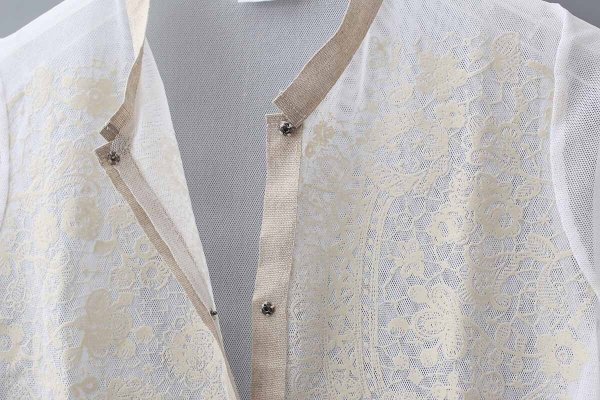 画像9: MESH WHITE CARDIGAN WITH FLOCK (MT105L-F63:WH×IV)
