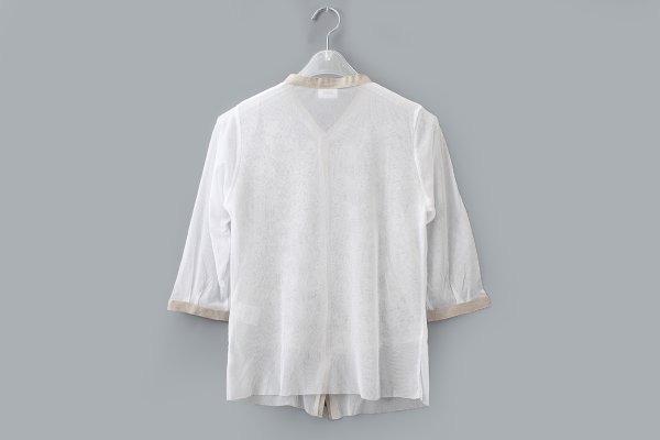 画像2: MESH WHITE CARDIGAN WITH FLOCK (MT105L-F63:WH×IV)