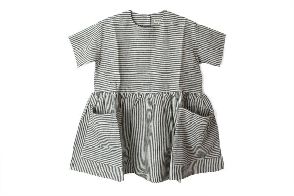 画像1: SALE50%OFF!! 子供服 Pocket dress short sleeve (GY)