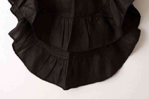 画像7: 別注!! Silk Pin Tuck RuffleCollar (BK)