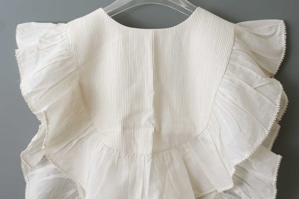 画像3: 別注!! Cotton Silk PinTuck RuffleCollar (WH)