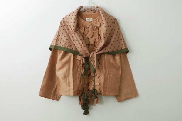 画像8: Khadi Silk Polka dots Print Tassel Scarf (C.BR)