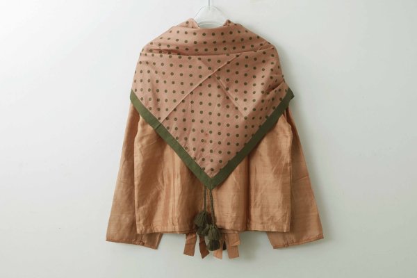 画像9: Khadi Silk Polka dots Print Tassel Scarf (C.BR)