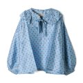 Khadi Silk Polka dots Print Frill Flare Blouse (DBL)