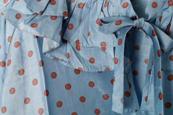 画像5: Khadi Silk Polka dots Print Frill Flare Blouse (DBL)