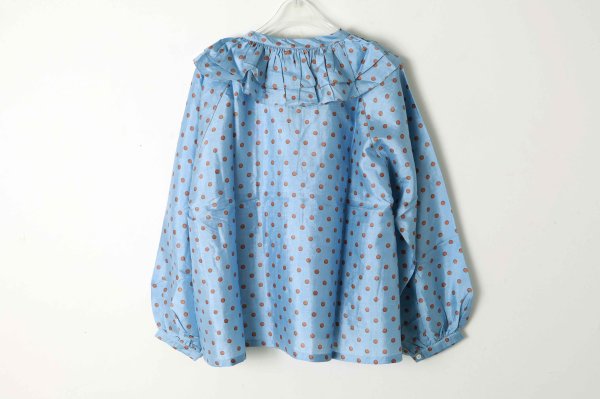 画像3: Khadi Silk Polka dots Print Frill Flare Blouse (DBL)