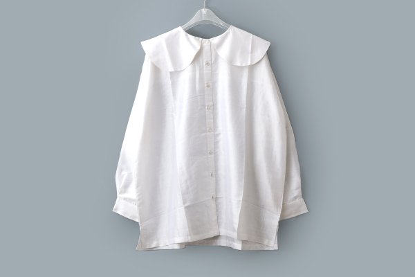 画像1: Khadi Silk Round Collar Over Blouse 