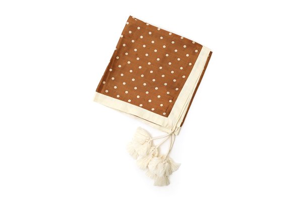 画像1: Khadi Silk Polka dots Print Tassel Scarf (BR)
