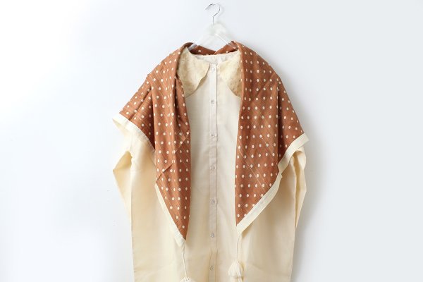 画像8: Khadi Silk Polka dots Print Tassel Scarf (BR)