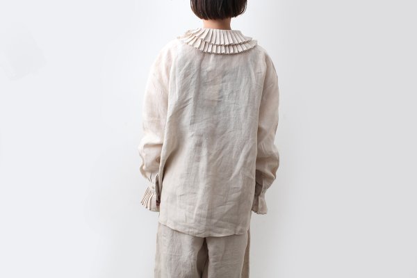 画像12: Khadi Linen Tuck Collar Blouse (CH)